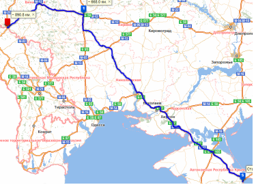 Автодиспетчер выполнил маршрут: Феодосия – Могилев-Подольский (грузоперевозки, попутный груз)